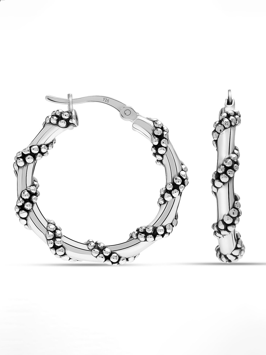 

LeCalla 925 Sterling Silver Rhodium-Plated Contemporary Hoops