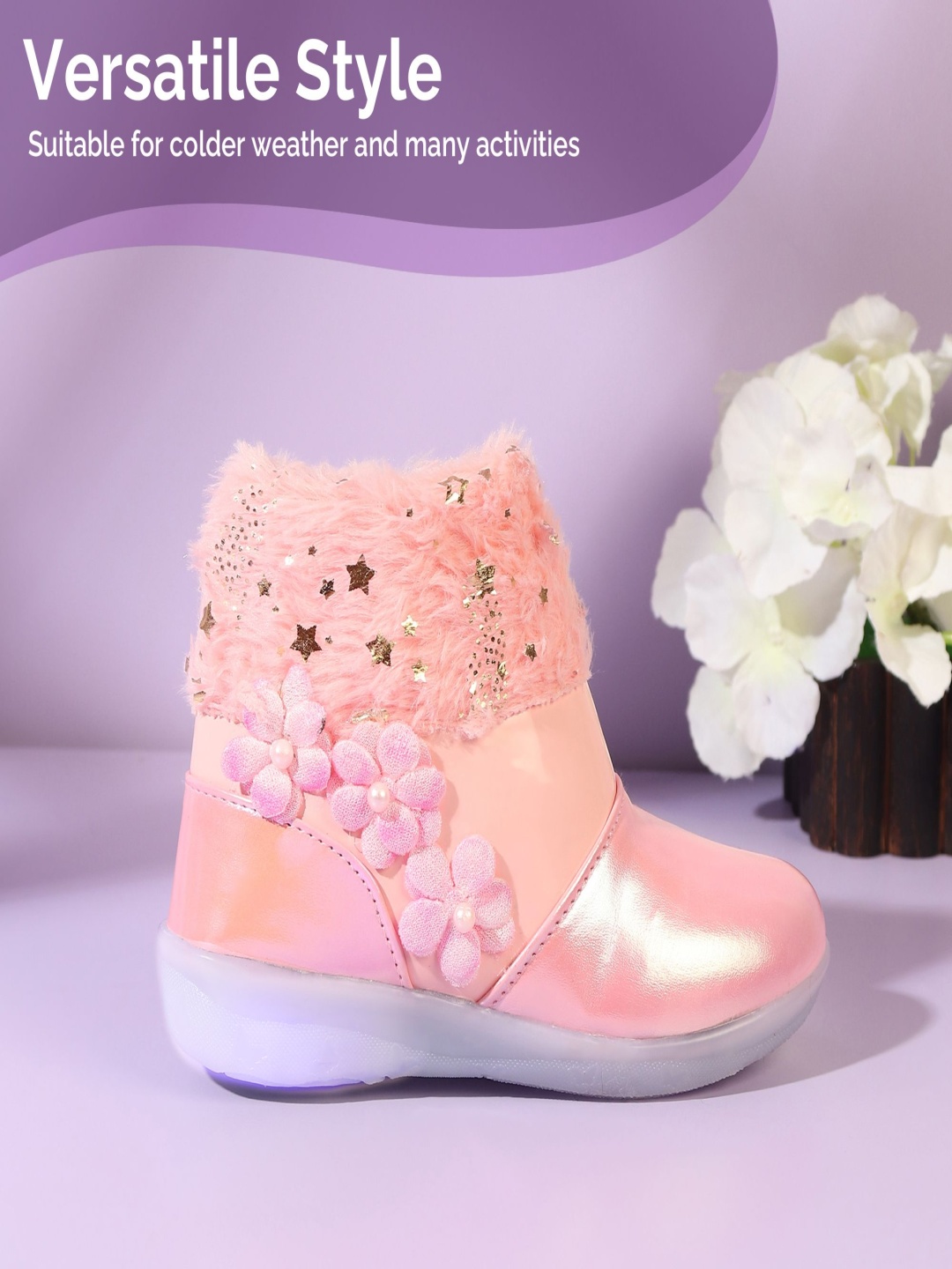 

IDEAL COLLECTION Girls Star Boot Booties, Pink