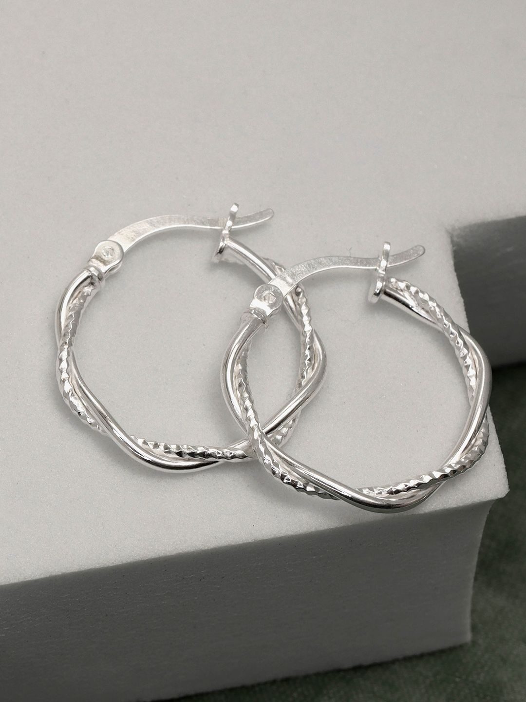 

LeCalla 925 Sterling Silver-Plated Twisted Hoop Earrings