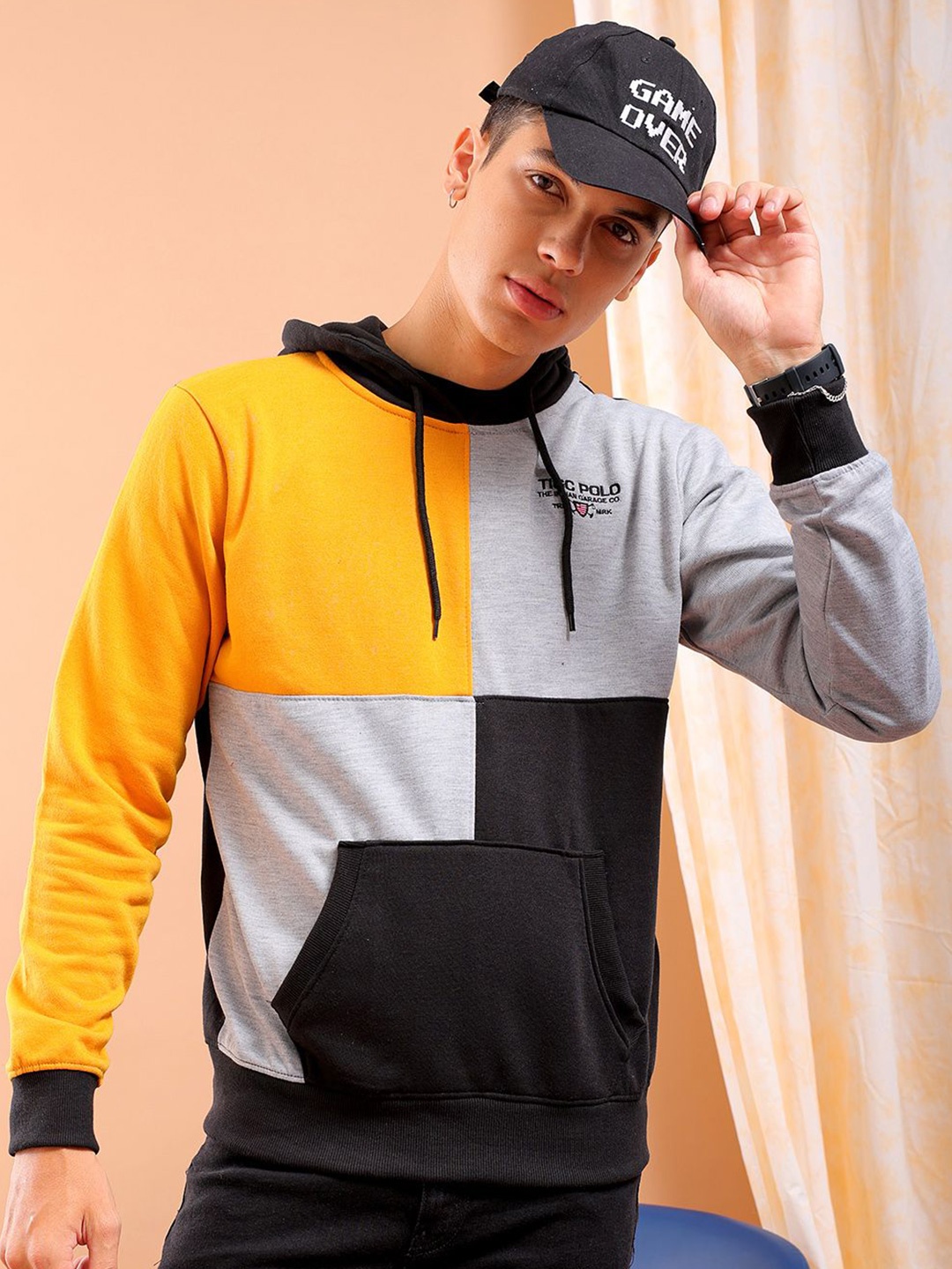 

The Indian Garage Co Men Hooded Sweatshirt, Yellow