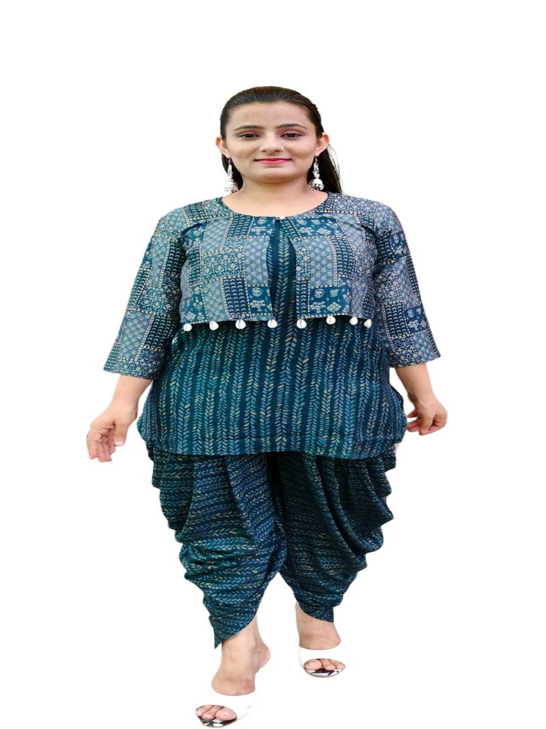 

MUKA Women Printed Regular Kurta with Dhoti Pants, Blue