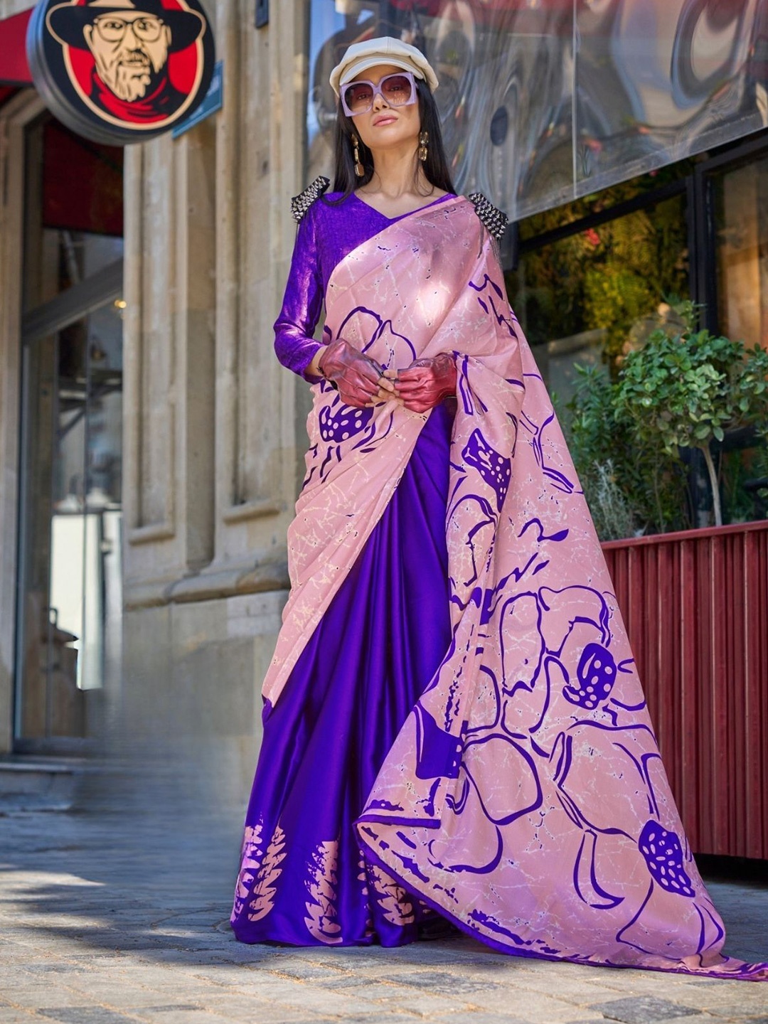 

ODETTE Satin Saree, Pink