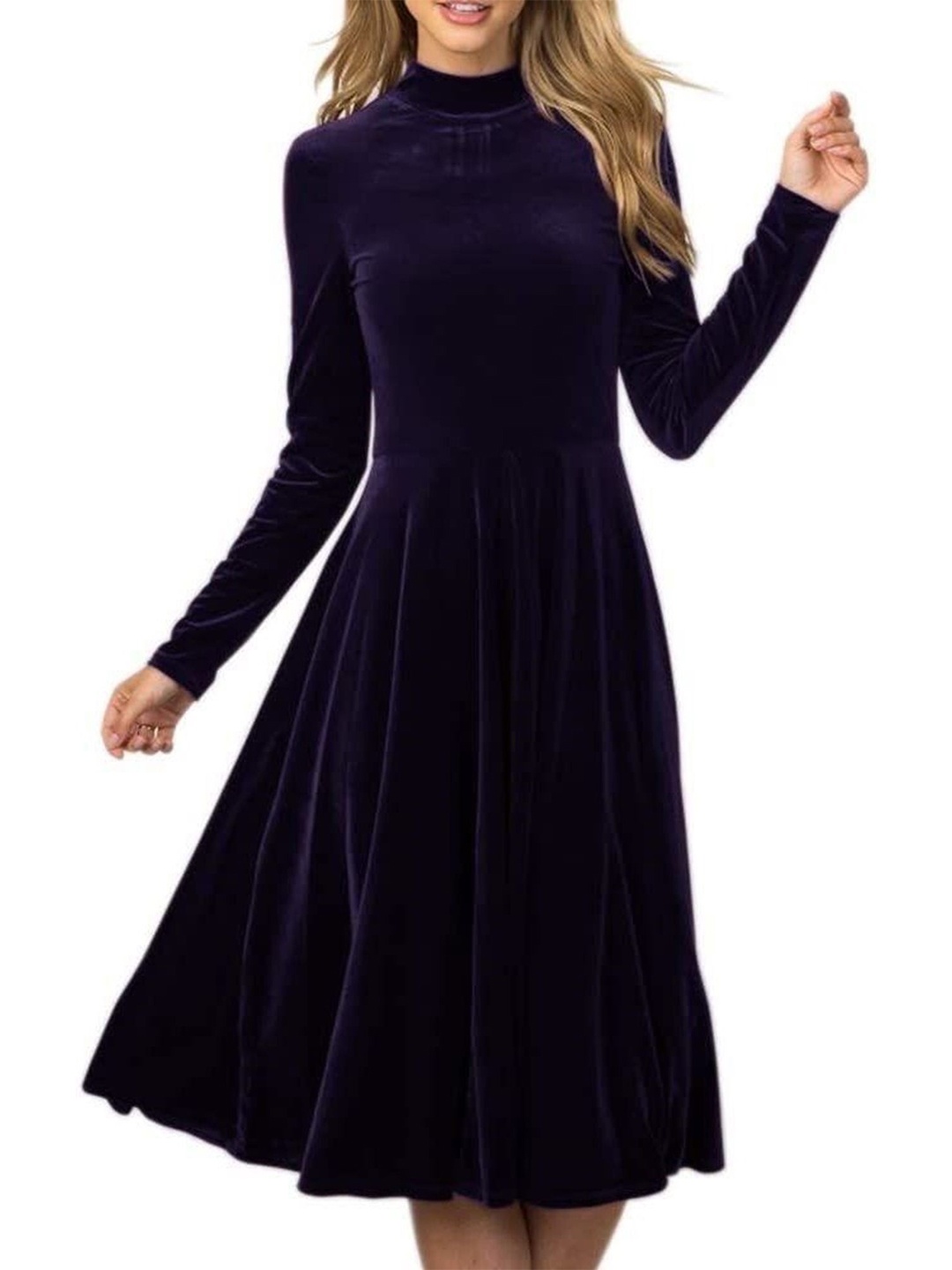 

WESTCHIC Velvet Fit & Flare Maxi Dress, Blue