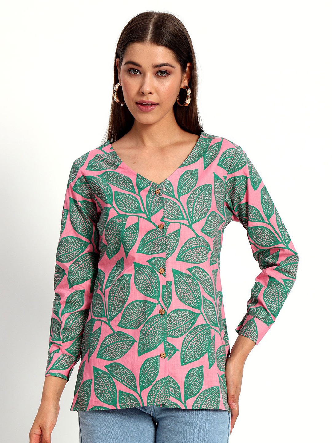 

Peikh Floral Print Linen Top, Pink