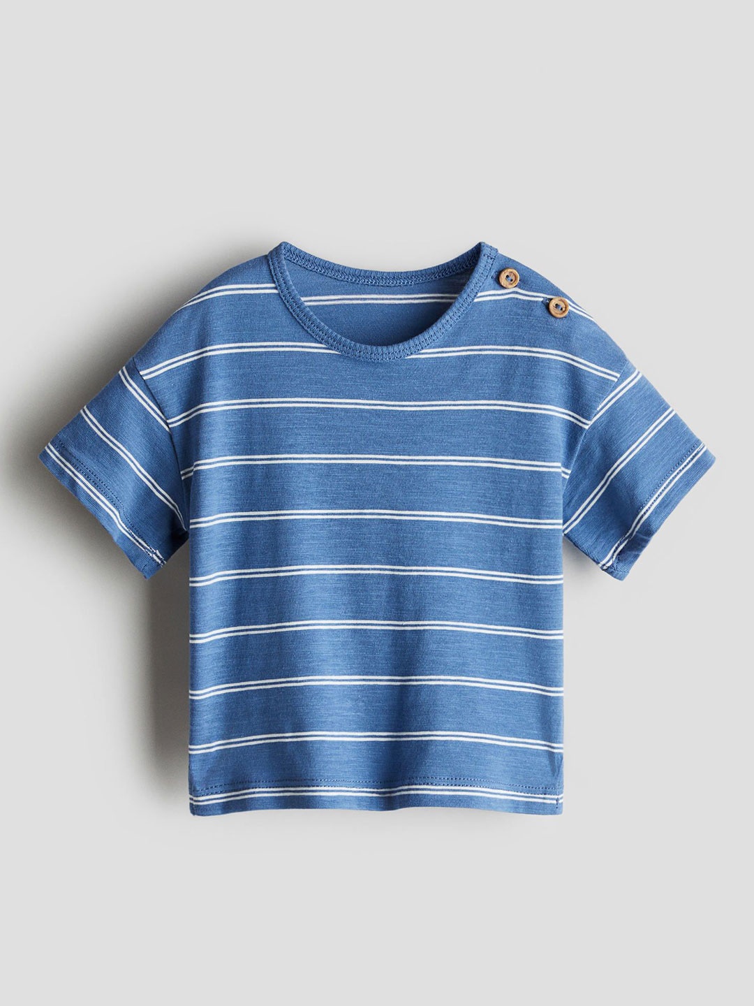 

H&M Button-Detail Cotton Top, Blue