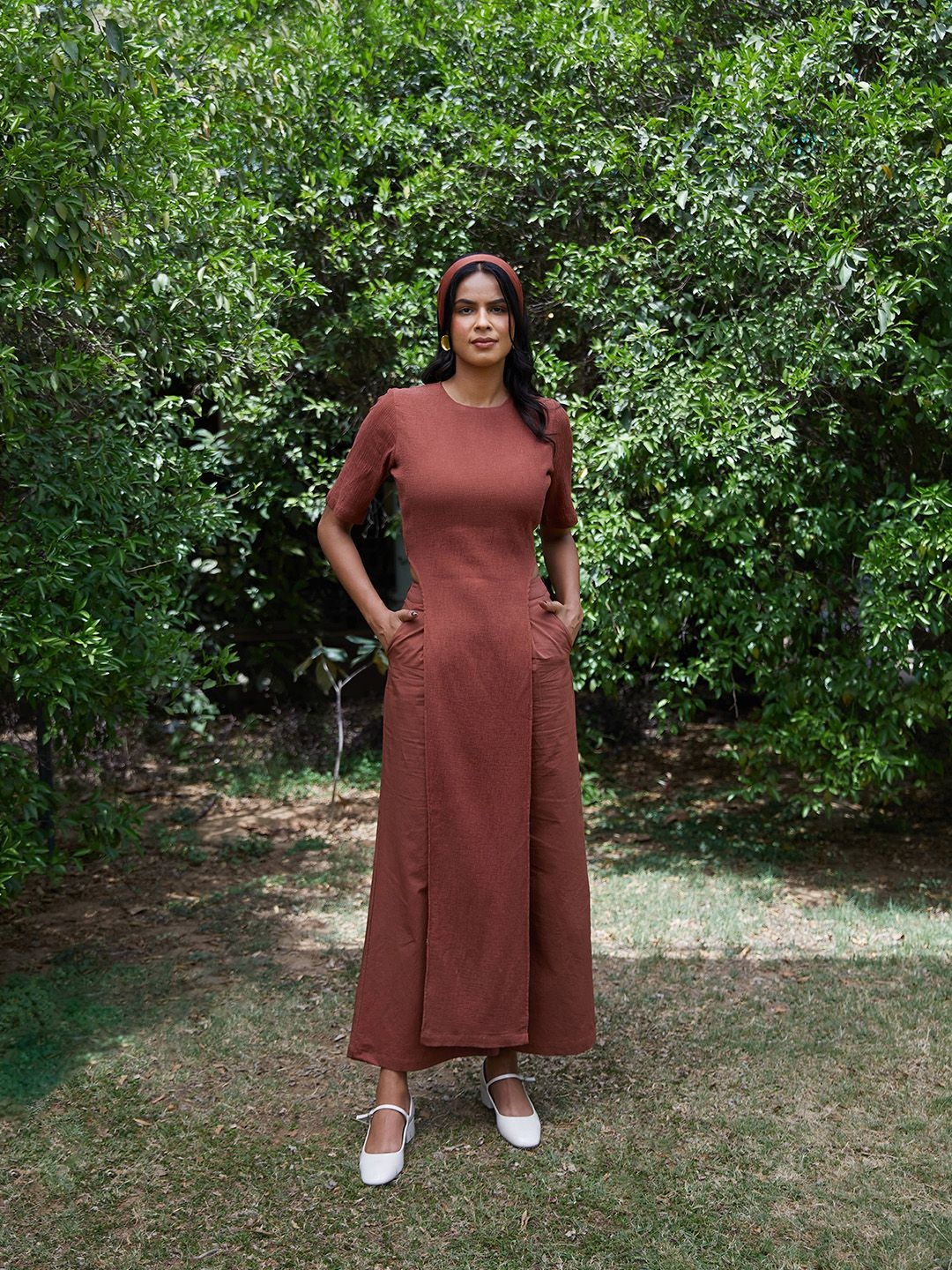 

Aamili Cut Out Top With Palazzos, Brown