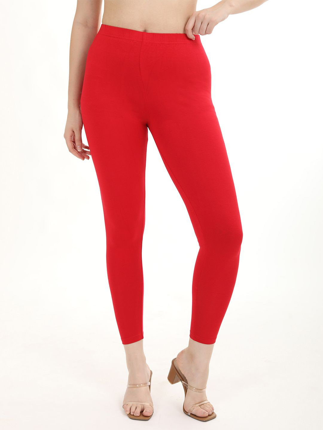 

Fly Birds Mid-Rise Ankle-Length Leggings, Red