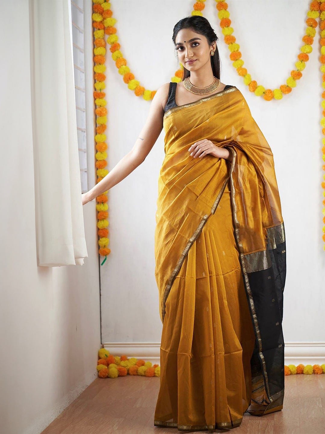 

bigben textile Woven Design Zari Banarasi Saree, Mustard