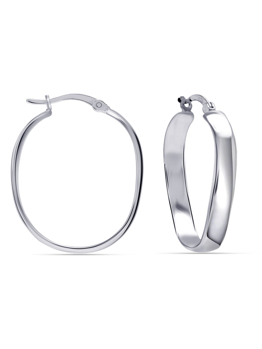 

LeCalla Sterling Silver Plated Contemporary Shaped Hoop Earrings