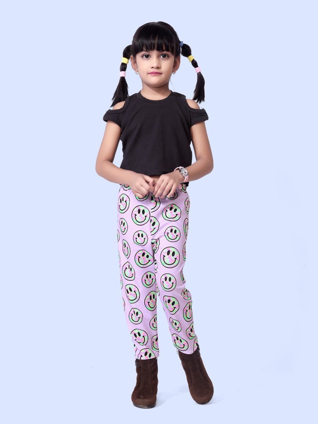 

Thiya Girls Short Sleeves Top With Jogger, Purple