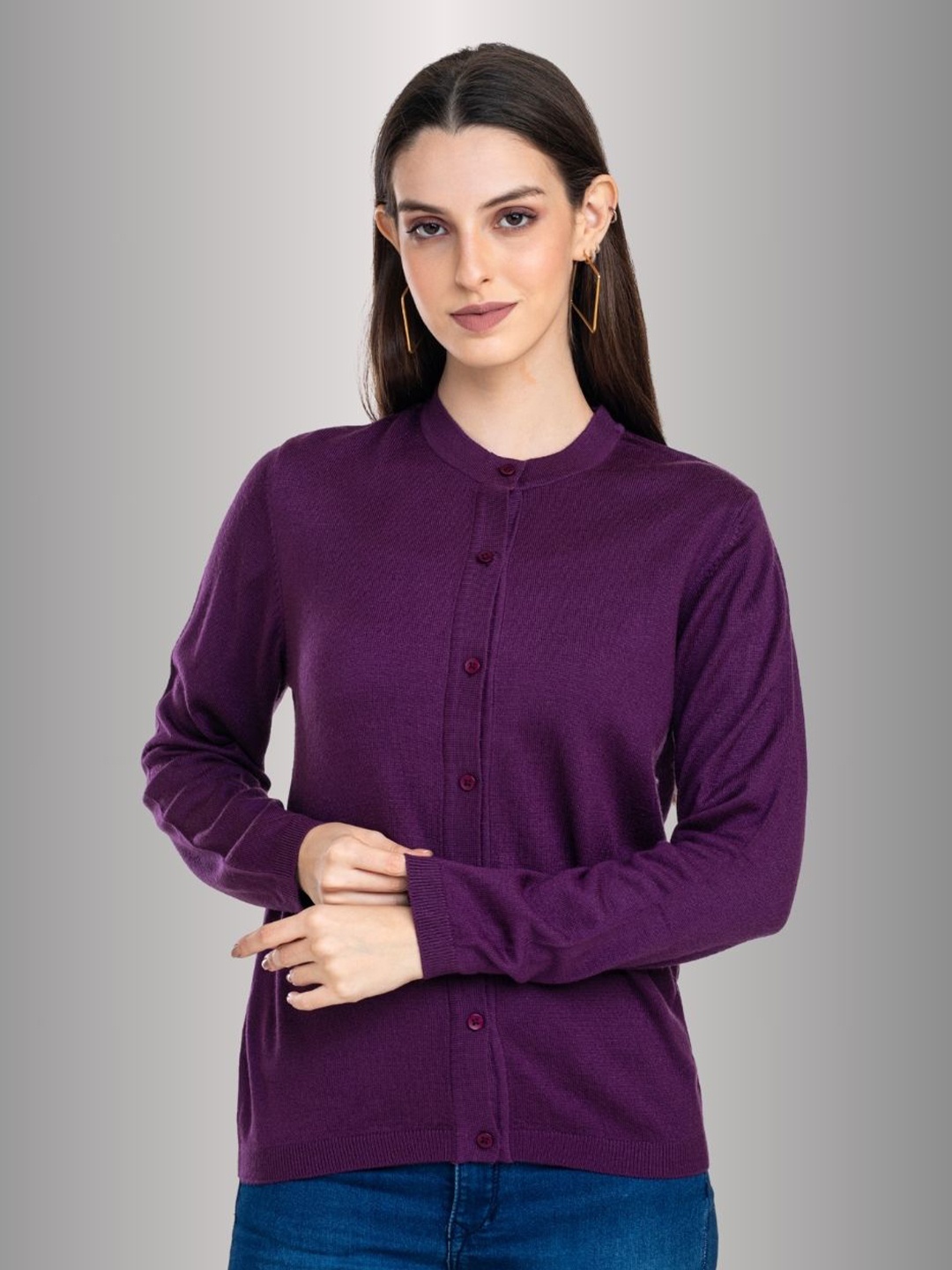 

Moda Elementi Women Woollen Cardigan, Purple