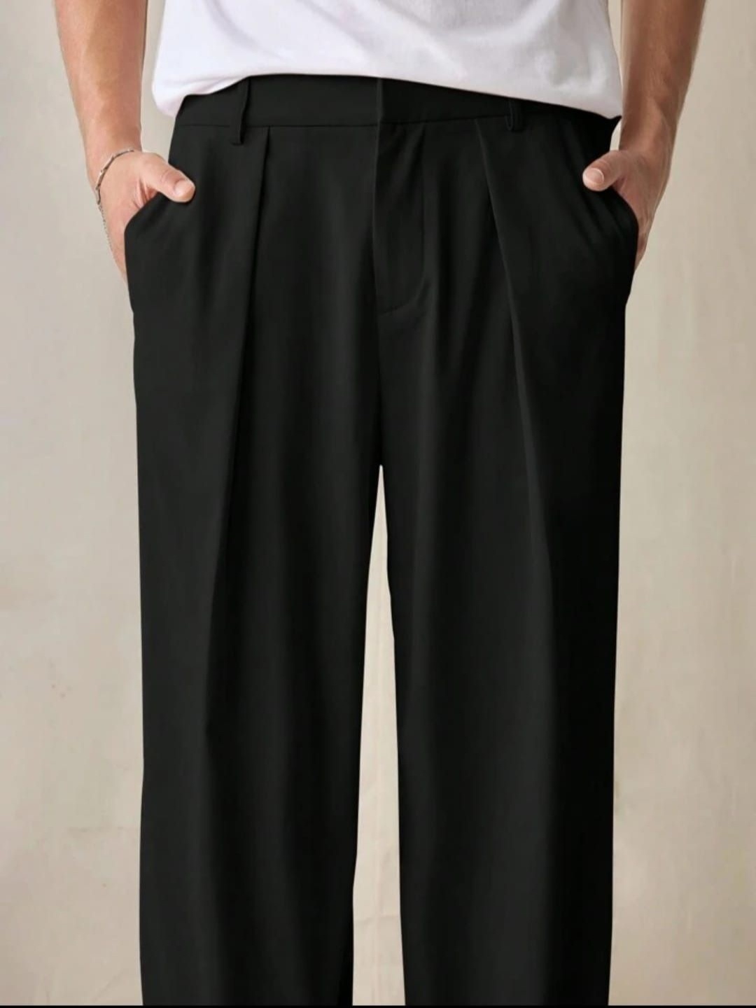 

Next One Men Smart Loose Fit Easy Wash Pleated Trouser, Black