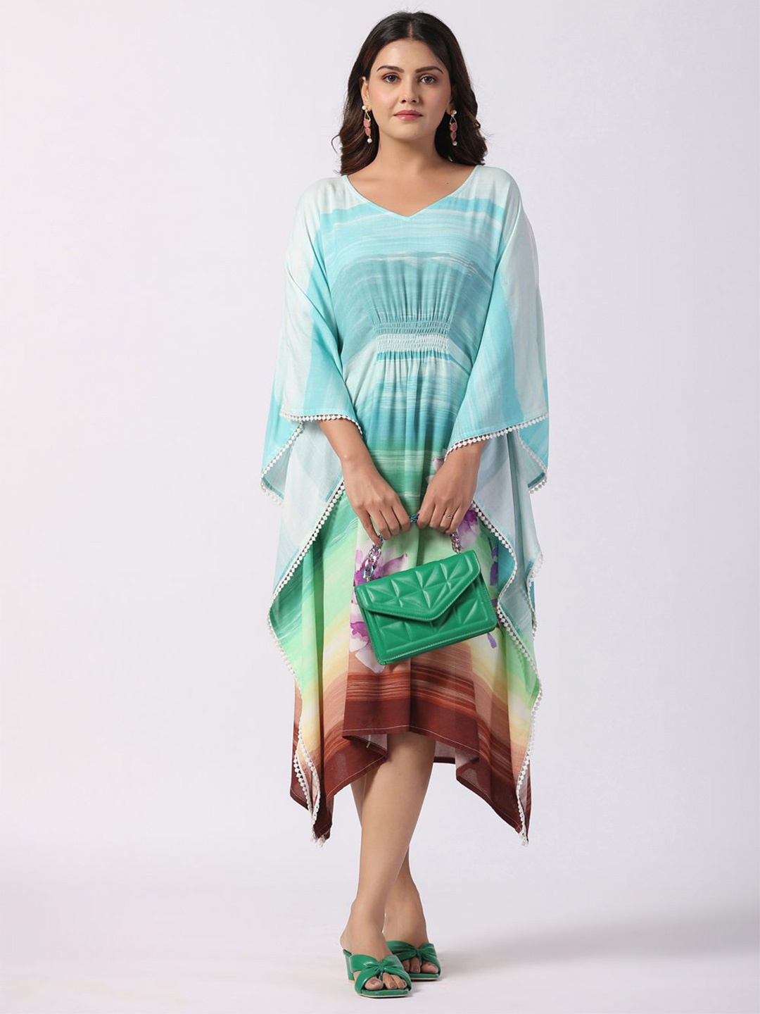 

STIL O STITCH Floral Embroidered Fit & Flare Dress, Sea green