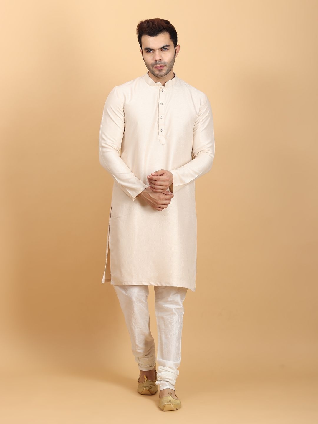 

Ethluxis Men Regular Kurta with Pyjamas, Gold
