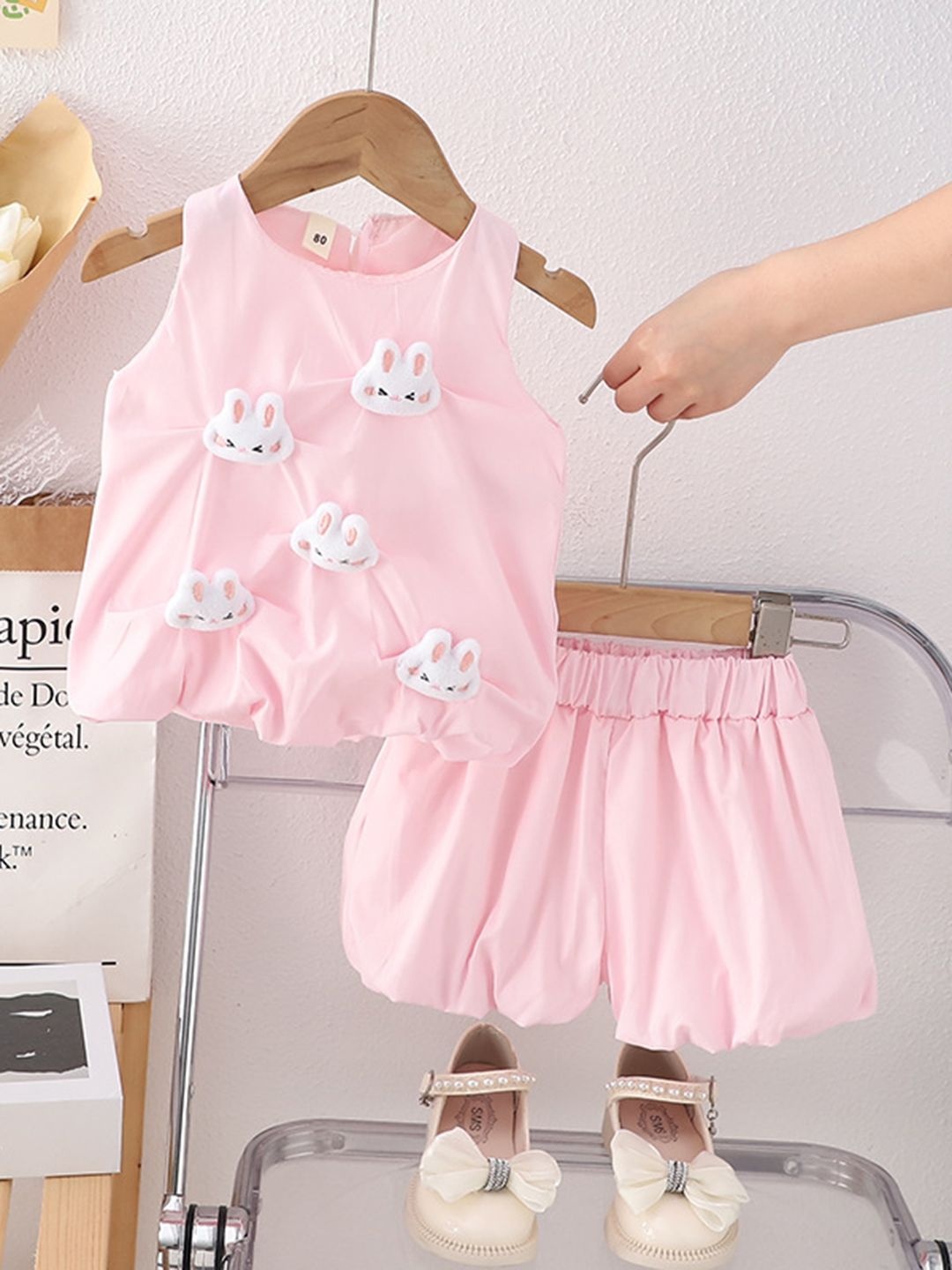 

YK Girls Sleeveless Top With Shorts, Pink
