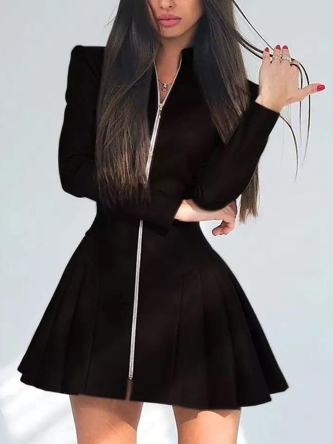 

StyleCast x Revolte Women Halter Neck Shirt Mini Dress, Black