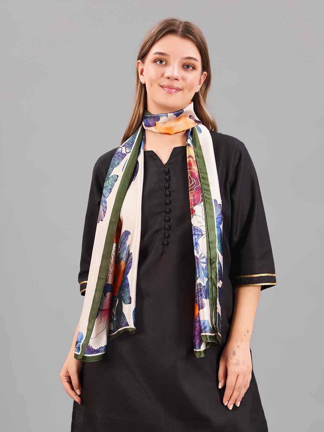 

Tossido Women Floral Printed Stole, Blue