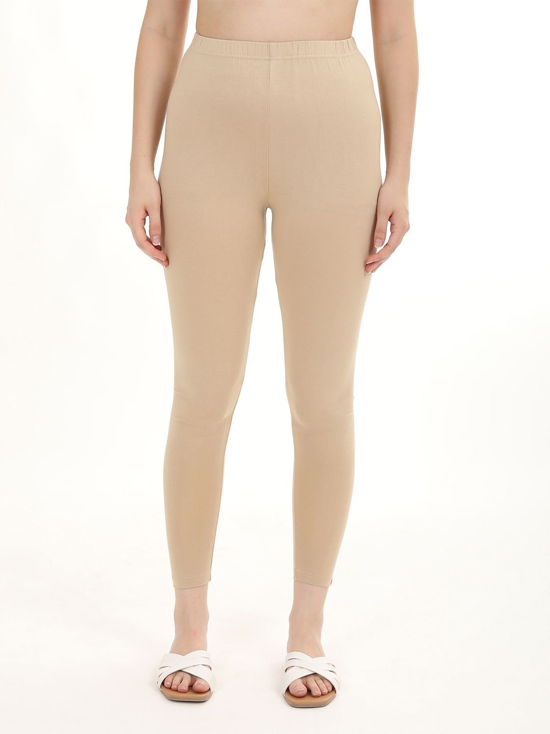 

Fly Birds Women Cotton High-Rise Ankle-Length Leggings, Beige