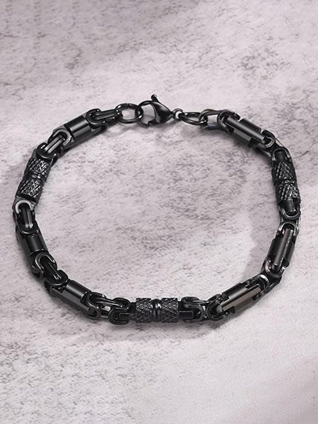 

Peora Men Stainless Steel Openable Stylish Link Bracelet, Black