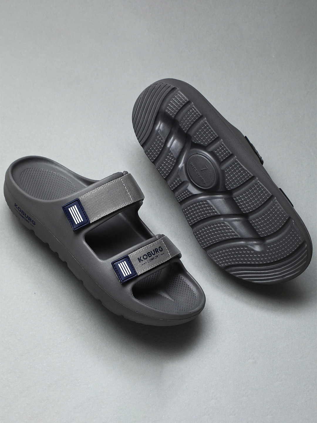 

Koburg Men Rubber Slip-On Flip Flops, Grey