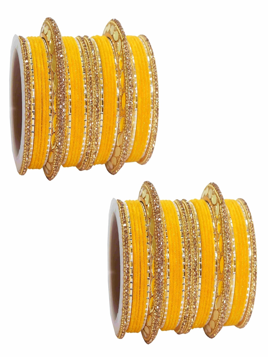 

ZULKA Set Of 60 Gold-Plated Cubic Zirconia-Studded Chuda Bangles