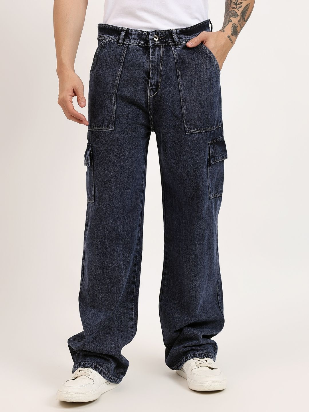 

Nineninety Men Comfort Baggy Cotton Jeans, Navy blue