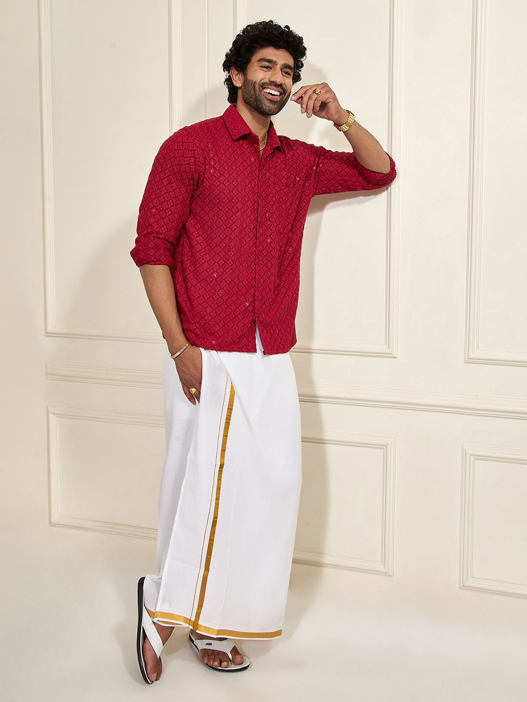 

VASTRAMAY Men Shirt, Maroon