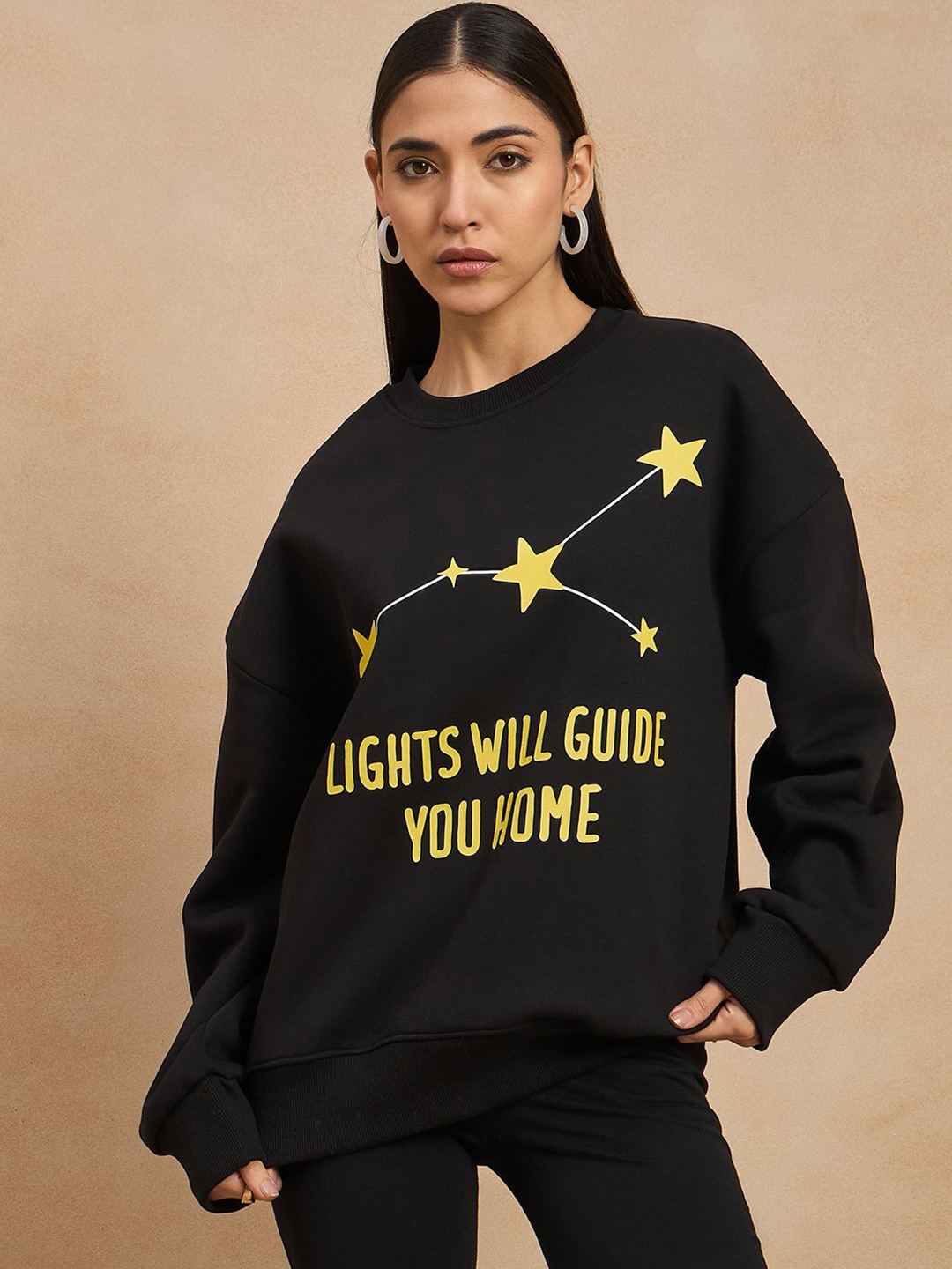 

COLOR CAPITAL Women Printed Sweatshirt, Black