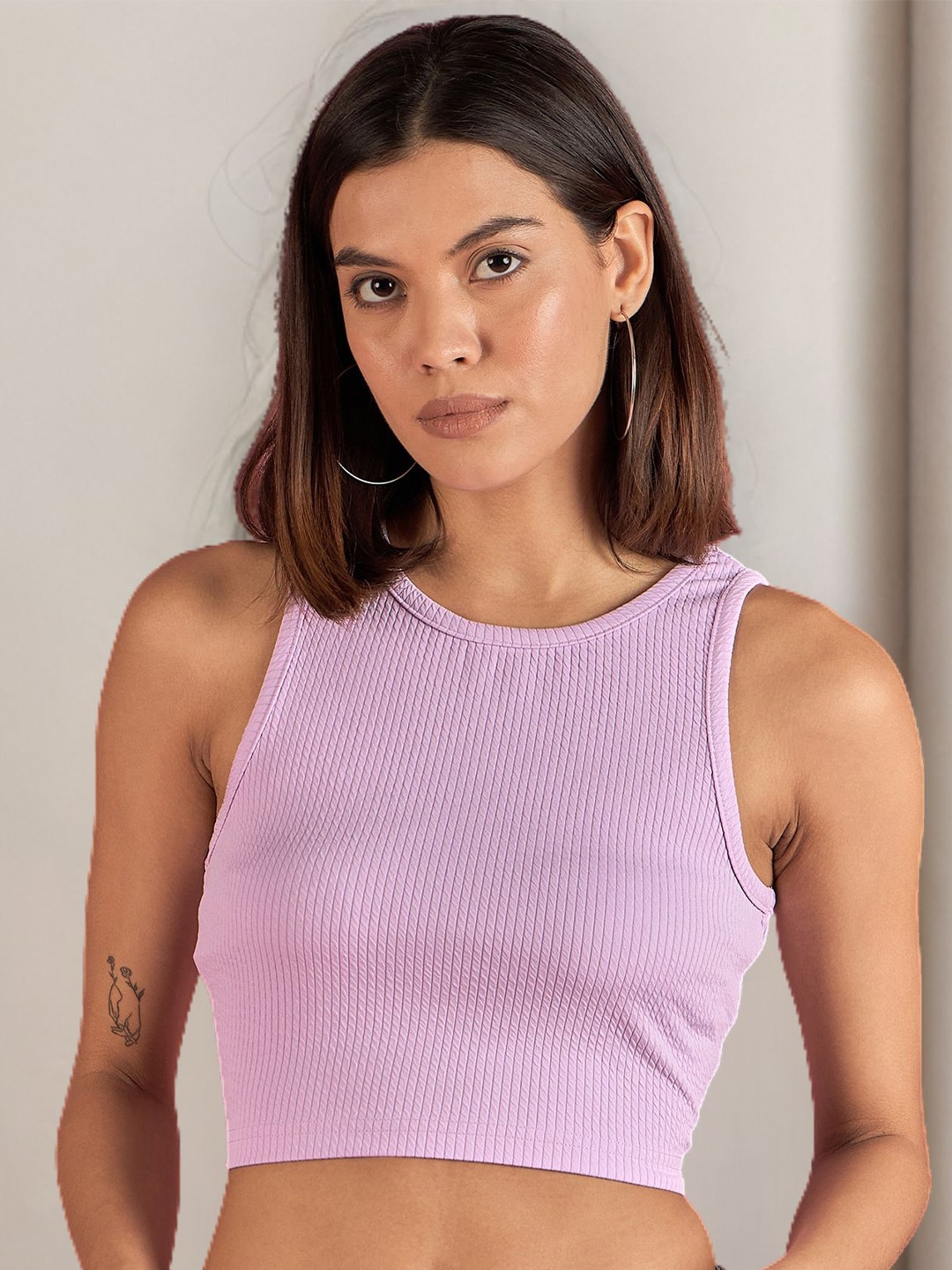 

DressBerry Women Sleeveless Crop Top, Purple