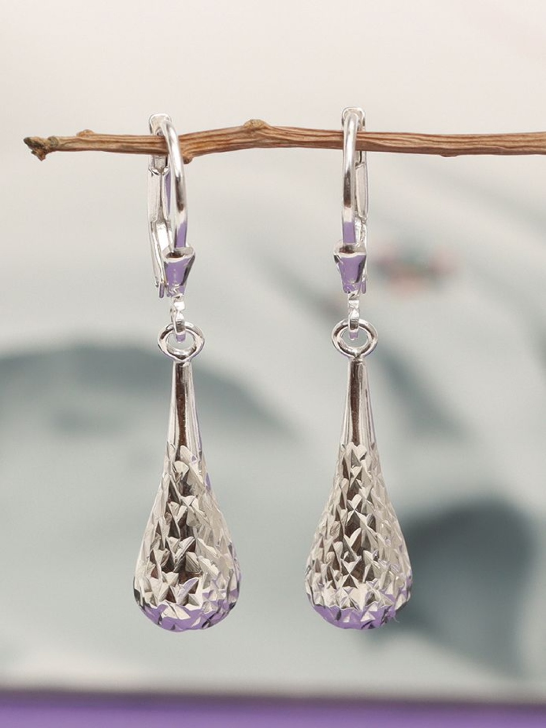 

LeCalla 925 Sterling Silver-Plated Teardrop Drop Earrings