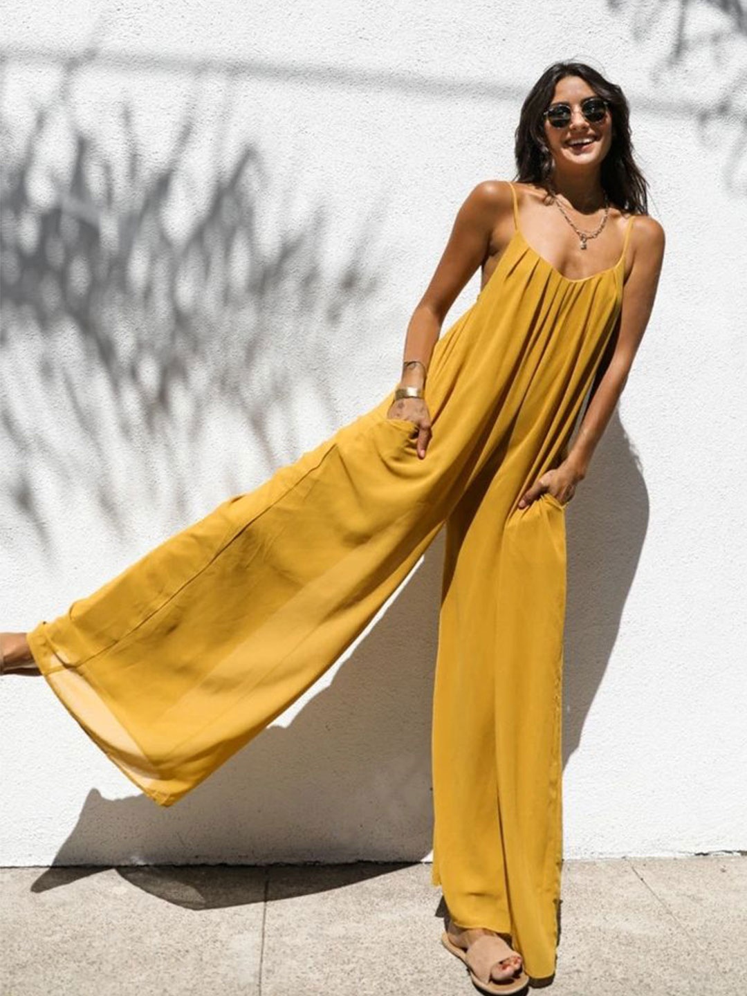 

LULU & SKY Relaxed Fit Basic Jumpsuit, Yellow