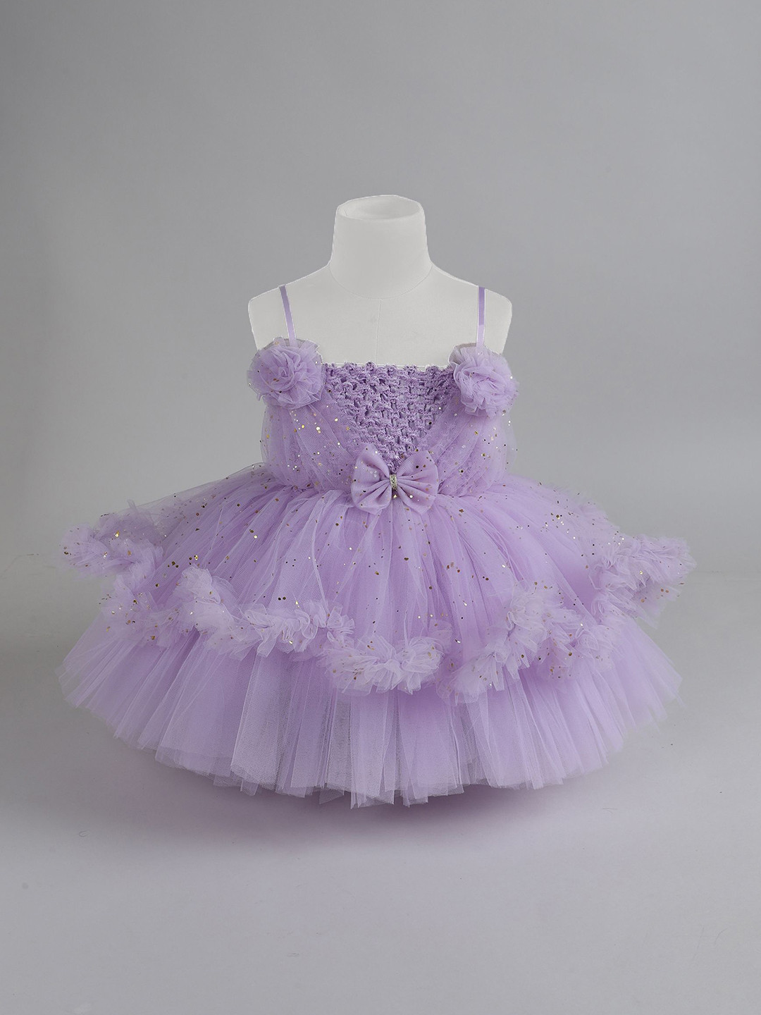

TINY MINY ME Girls Glitter Net Satin Fit and Flare Dress, Lavender