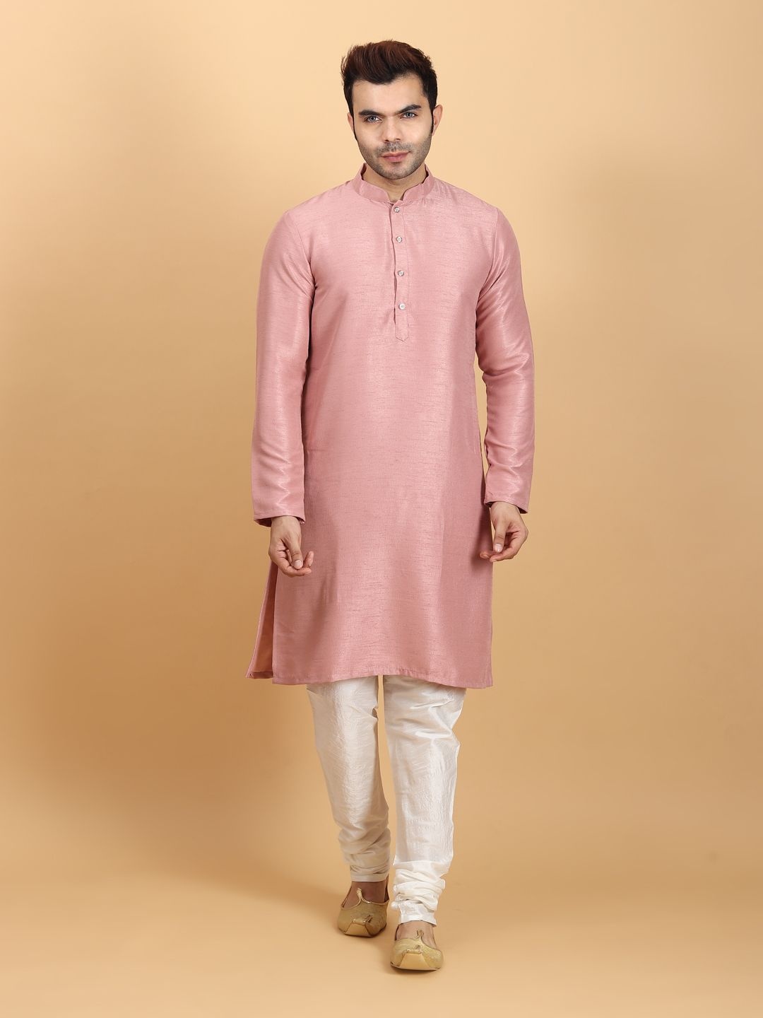 

Ethluxis Men Regular Kurta with Pyjamas, Pink