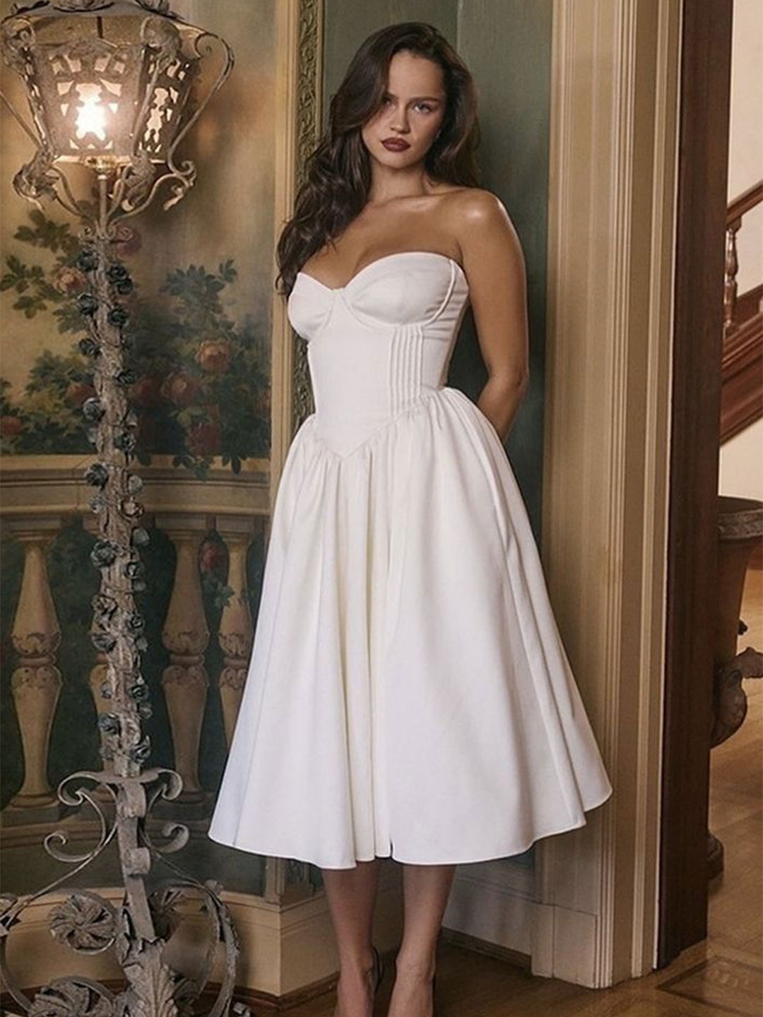 

LULU & SKY Off-Shoulder Fit & Flare Dress, White