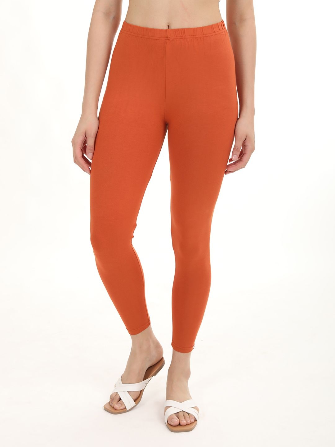 

Fly Birds Mid-Rise Ankle-Length Leggings, Orange