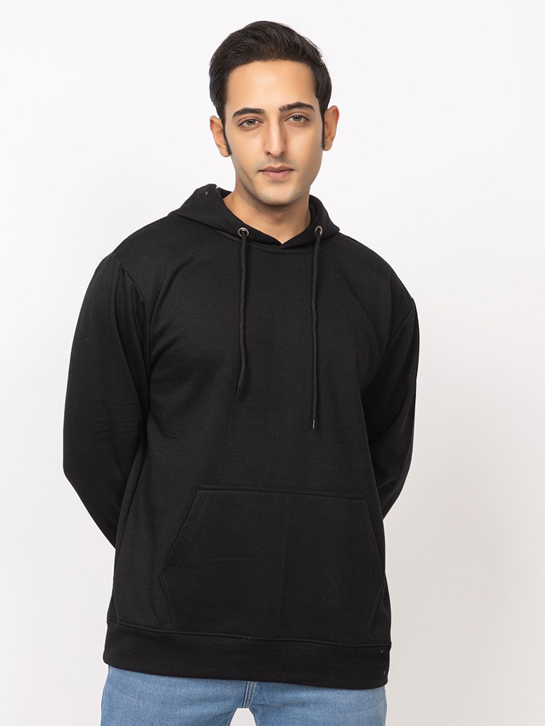 

HILFIRE REGION Men Cotton Fleece Hooded Sweatshirt, Black