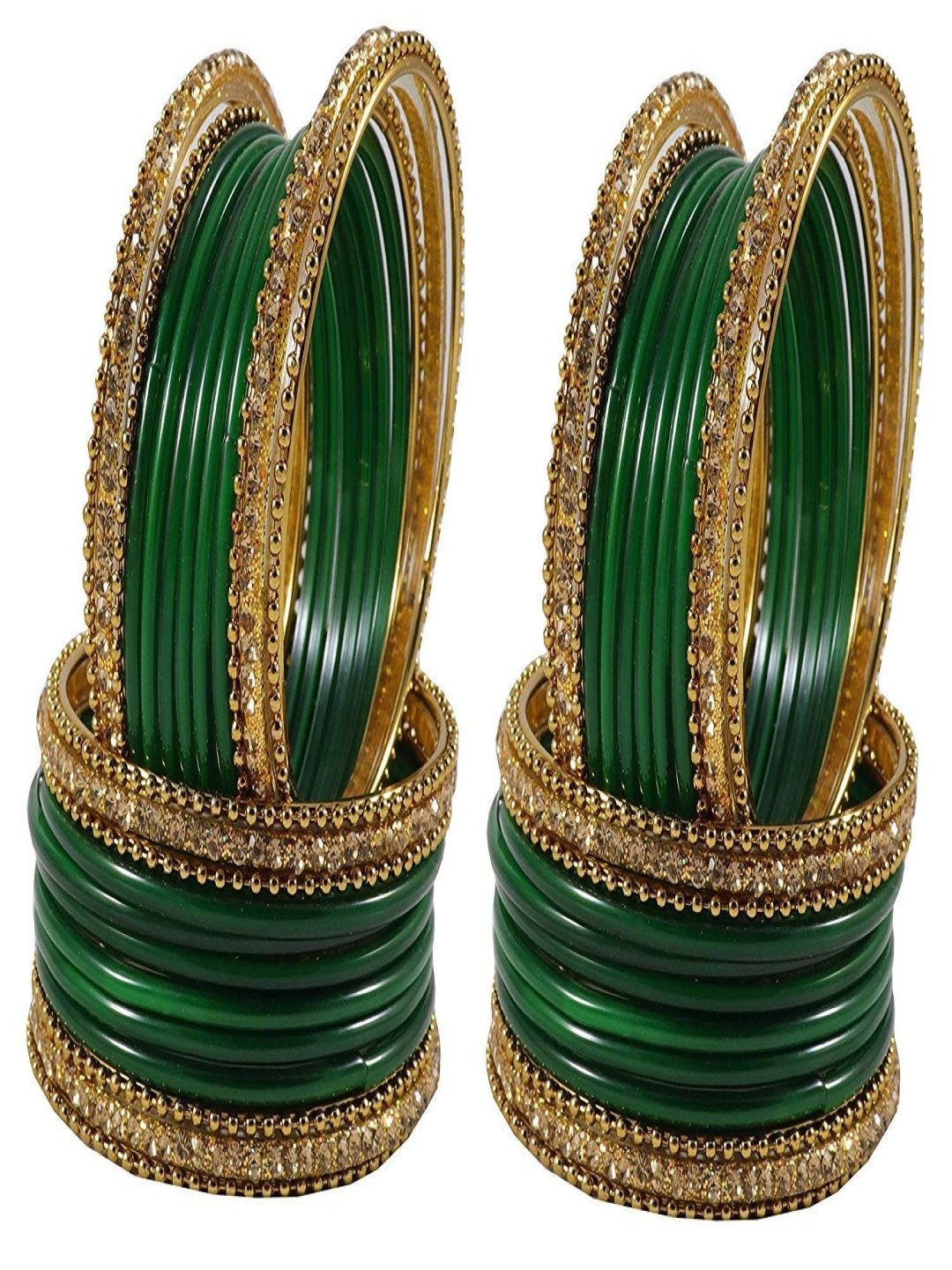 

ZULKA Set Of 48 Stone-Studded Bangles, Green