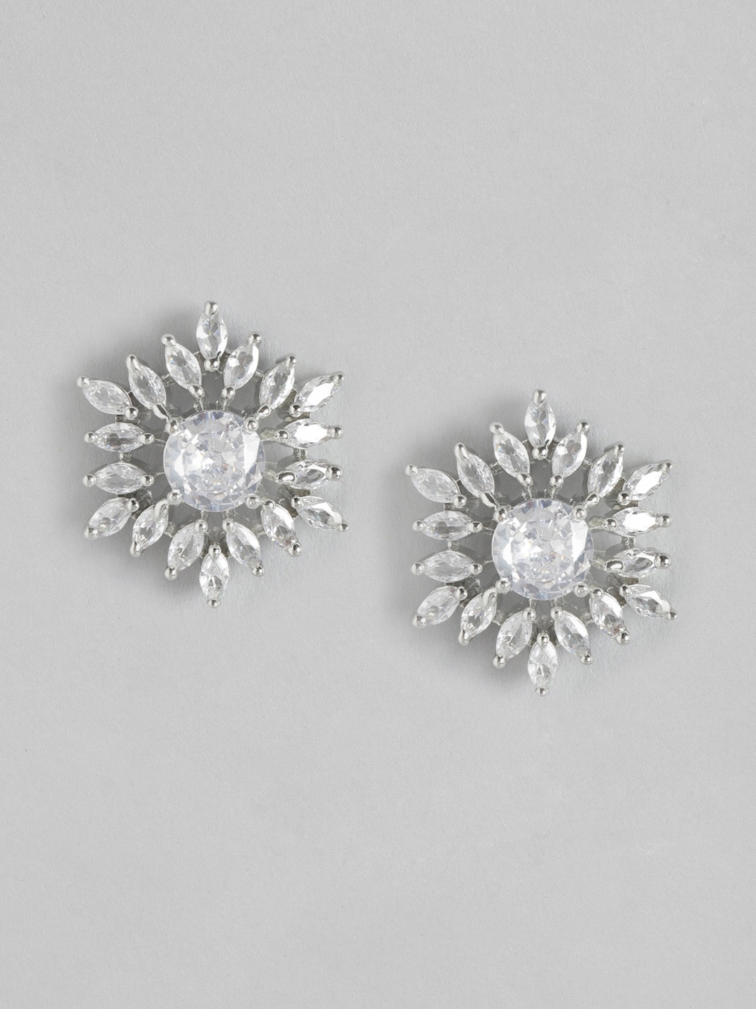 

Anouk Silver-Plated American Diamond Floral Studs