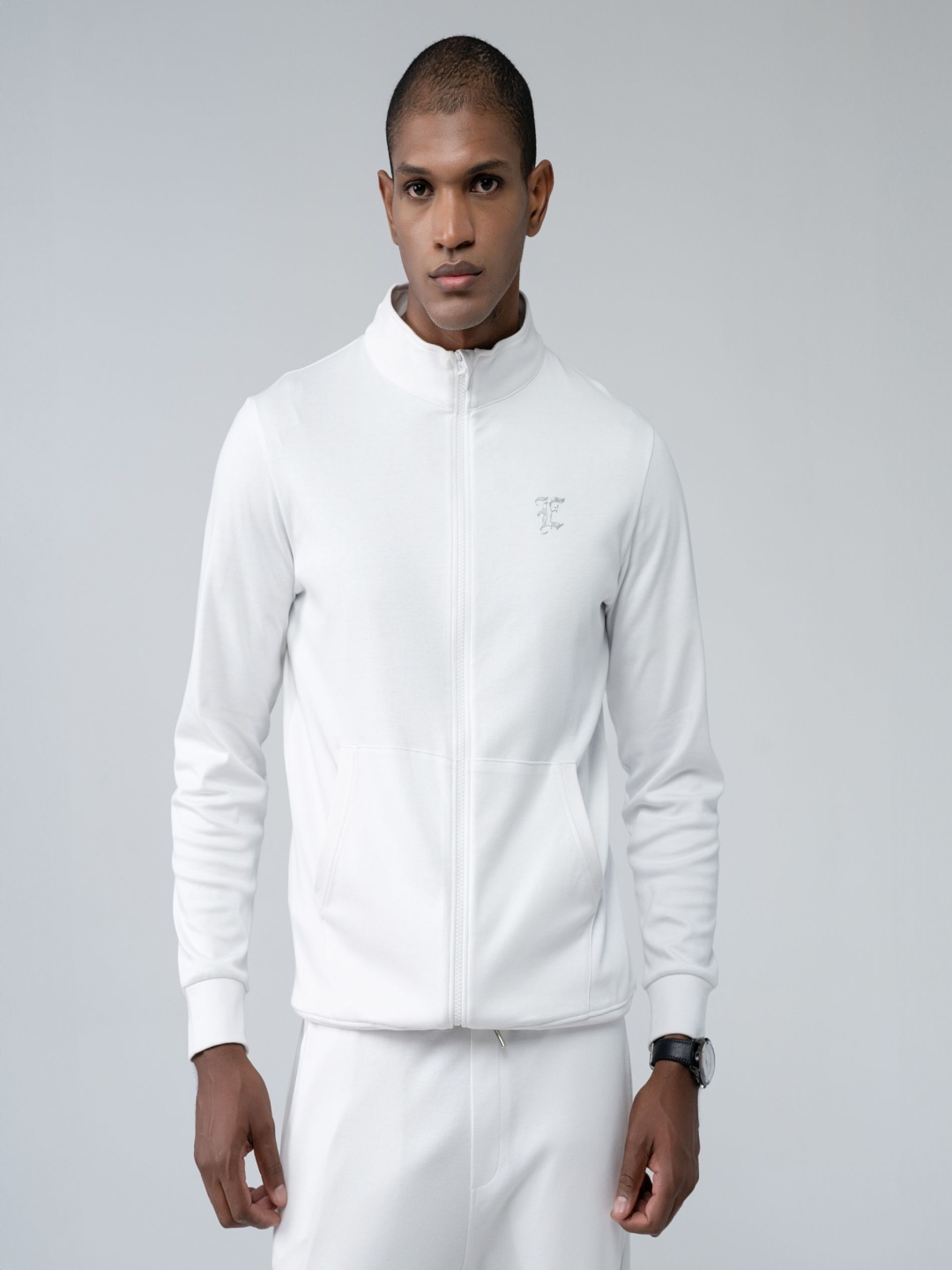 

EDRIO Mock Collar Tracksuit, White