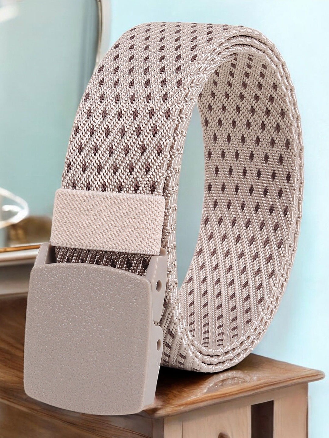 

Metronaut Men Textured Belt, Cream