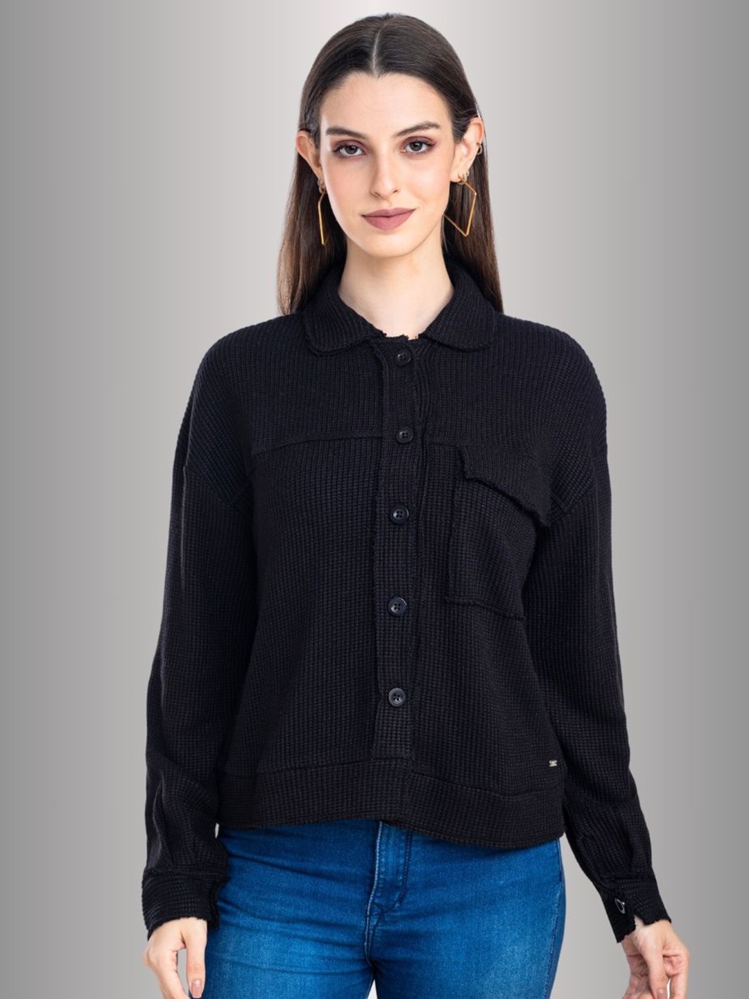 

Moda Elementi Women Classic Opaque Casual Shirt, Black