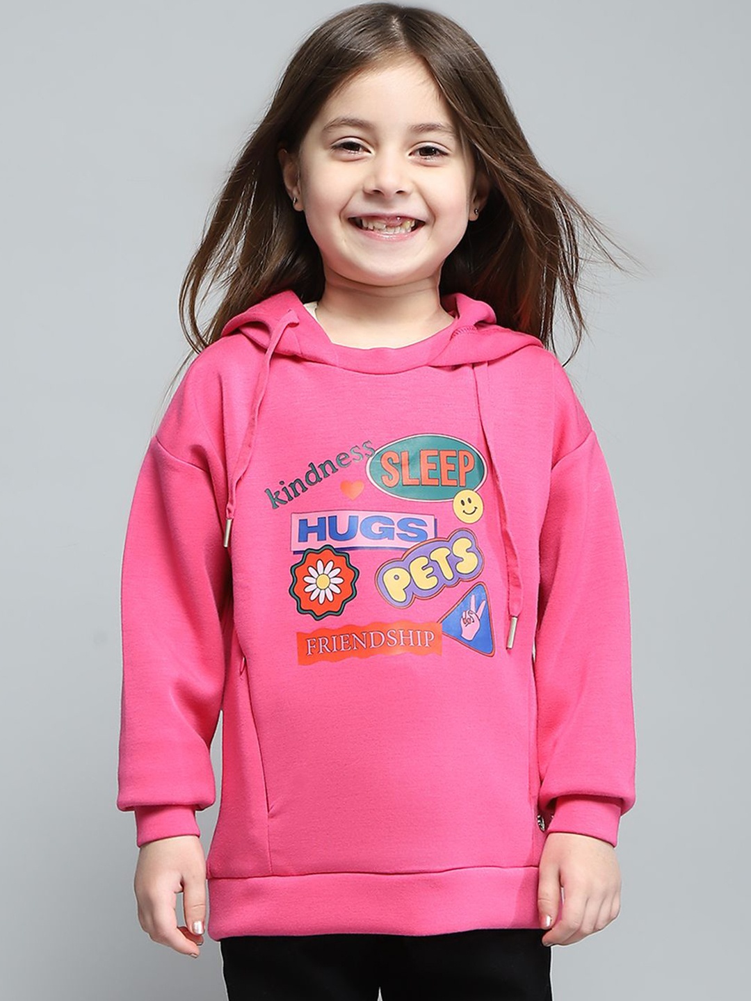 

Monte Carlo Girls Printed Hooded Sweatshirt, Pink