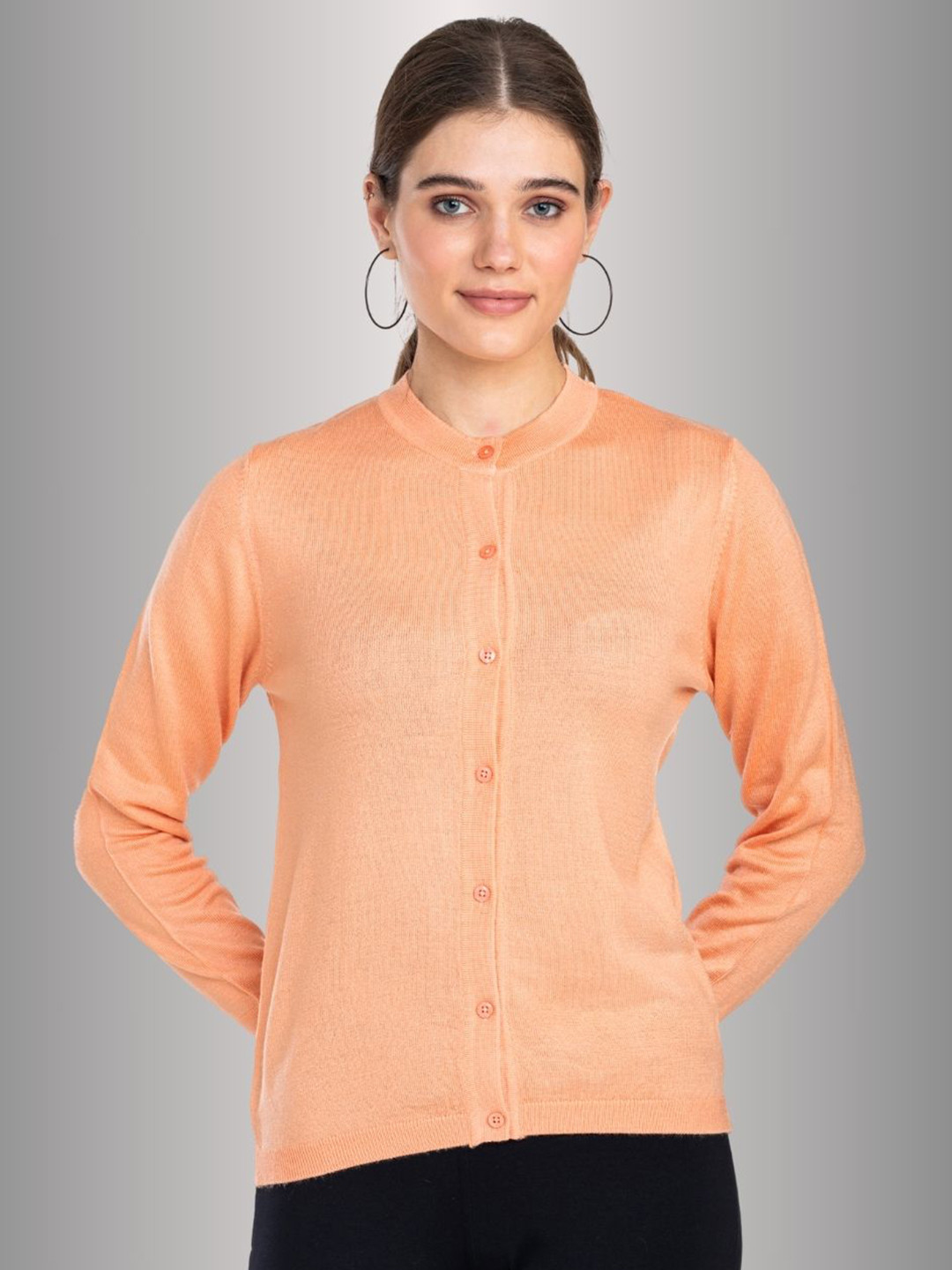 

Moda Elementi Women Woollen Cardigan, Peach
