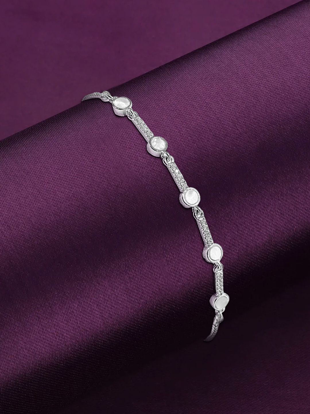 

Peora Silver Plated Cubic Zirconia Studded Adjustable Wraparound Bracelet