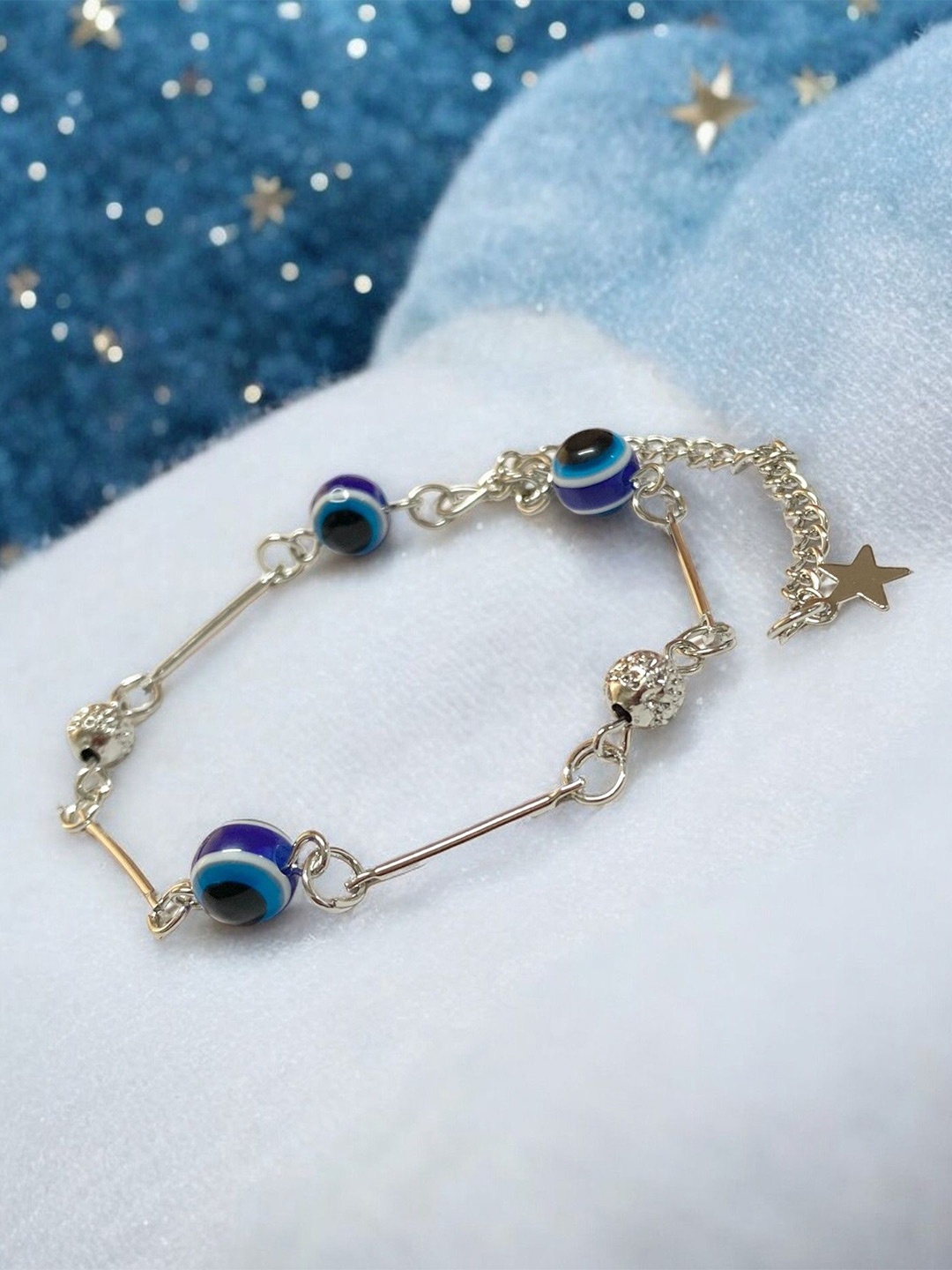 

AARTISAI Evil Eye Beaded Link Bracelet, Silver