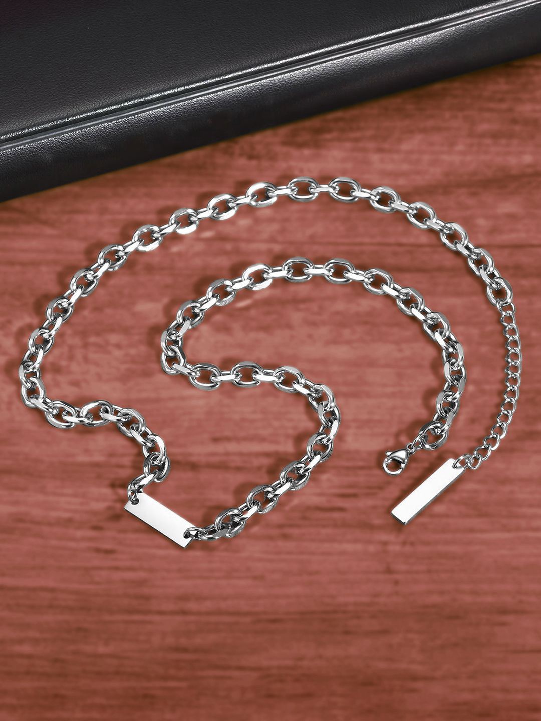 

Peora Men Silver-Plated Stainless Steel Anchor Chain