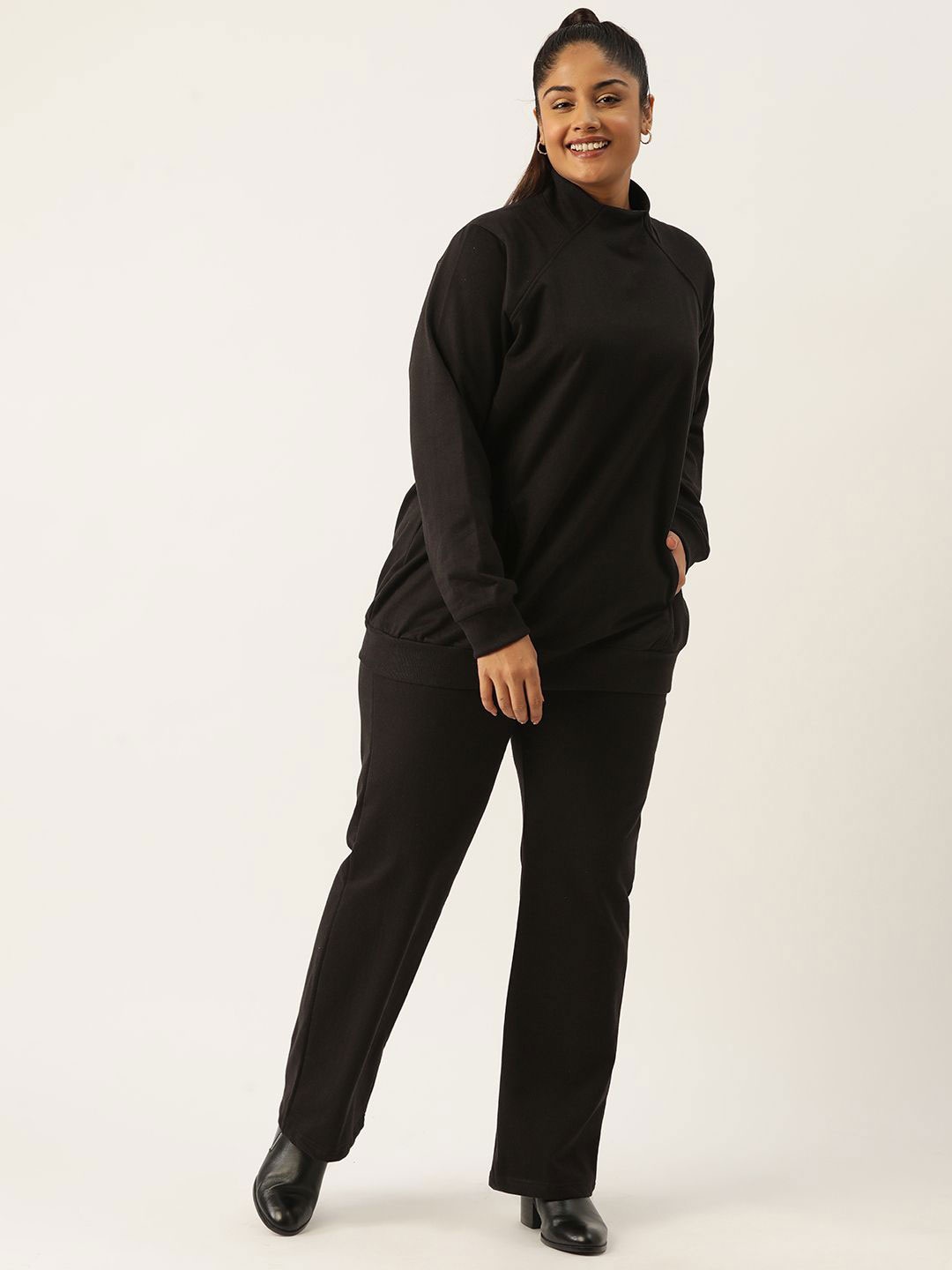 

theRebelinme High Neck Sweatshirt With Trouser, Black