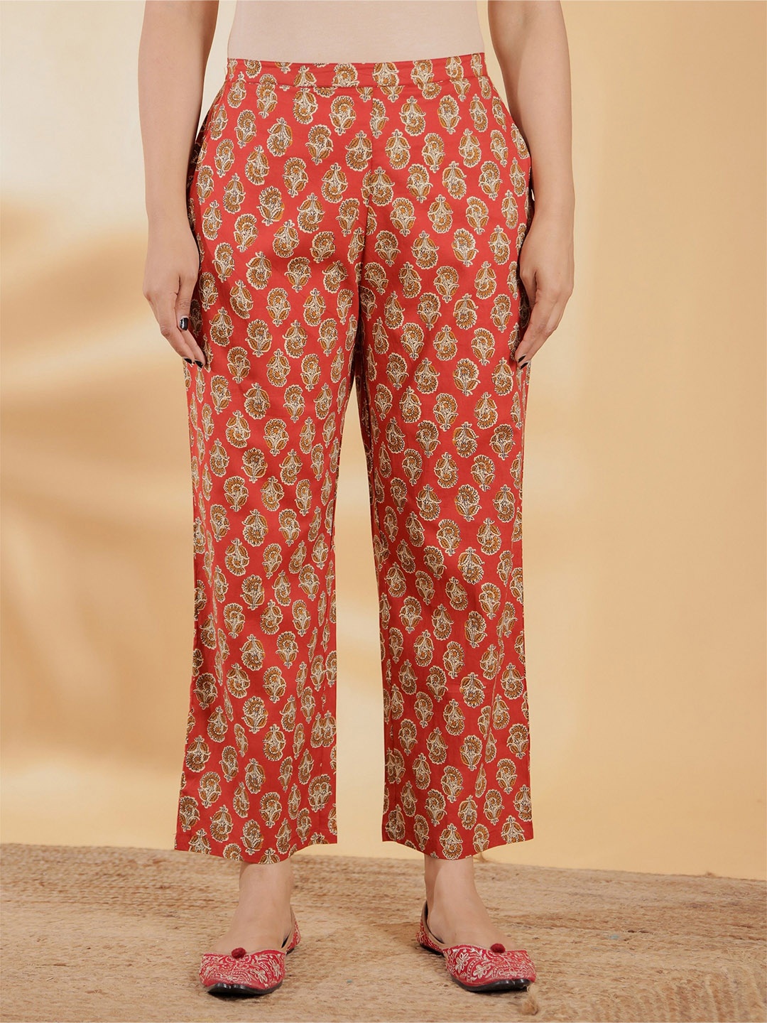 

Aramya Women Floral Printed Cotton Palazzos, Red