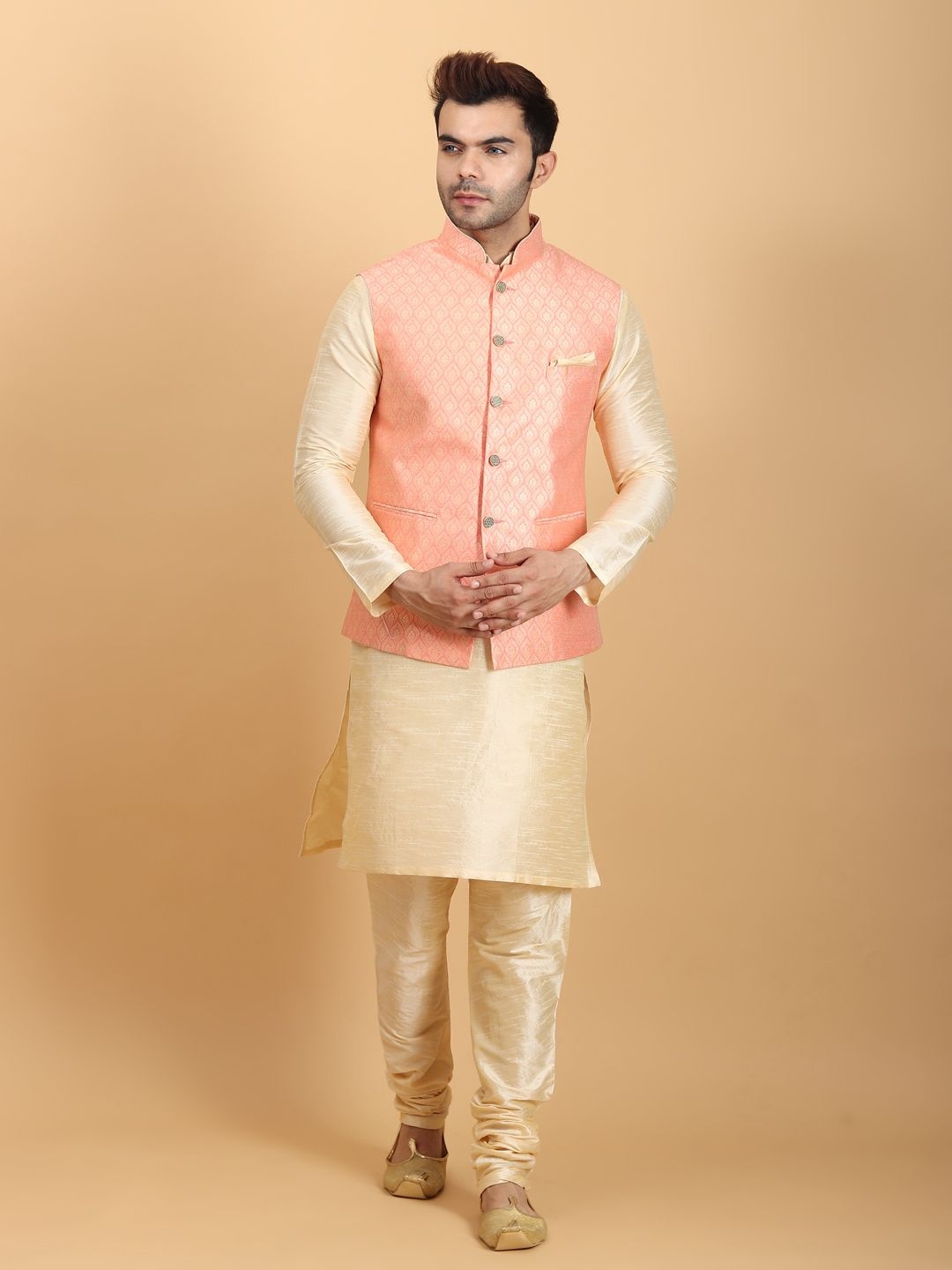 

Ethluxis Men Regular Kurta with Pyjamas, Orange