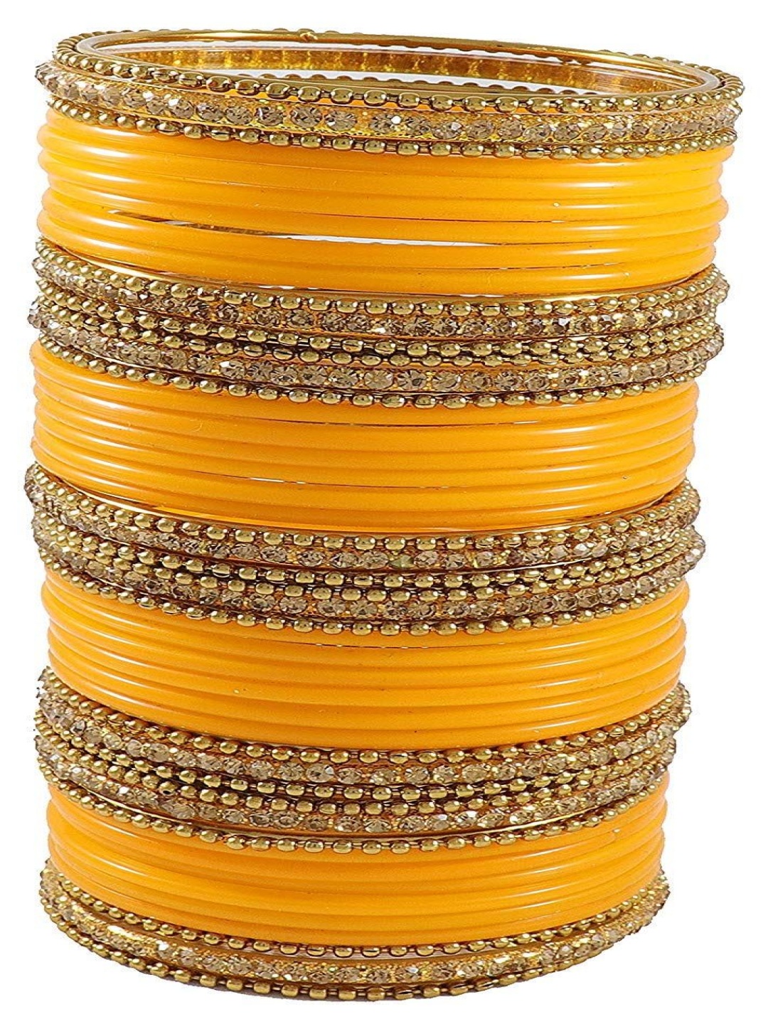 

ZULKA Set Of 48 Stone-Studded Bangles, Yellow